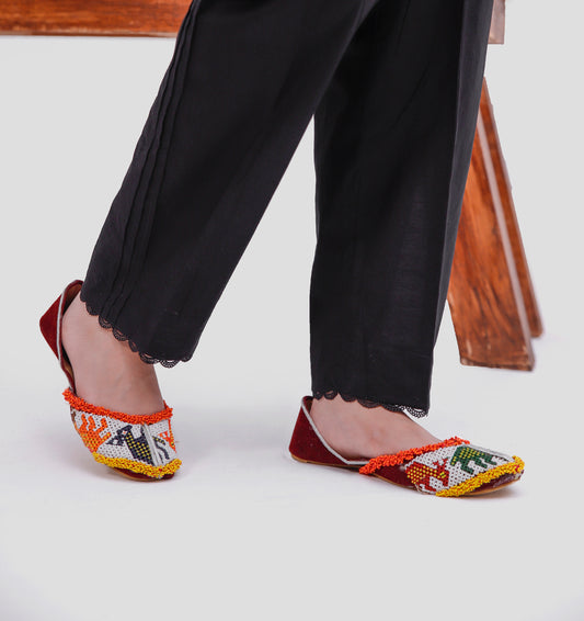 Solid cotton straight pants