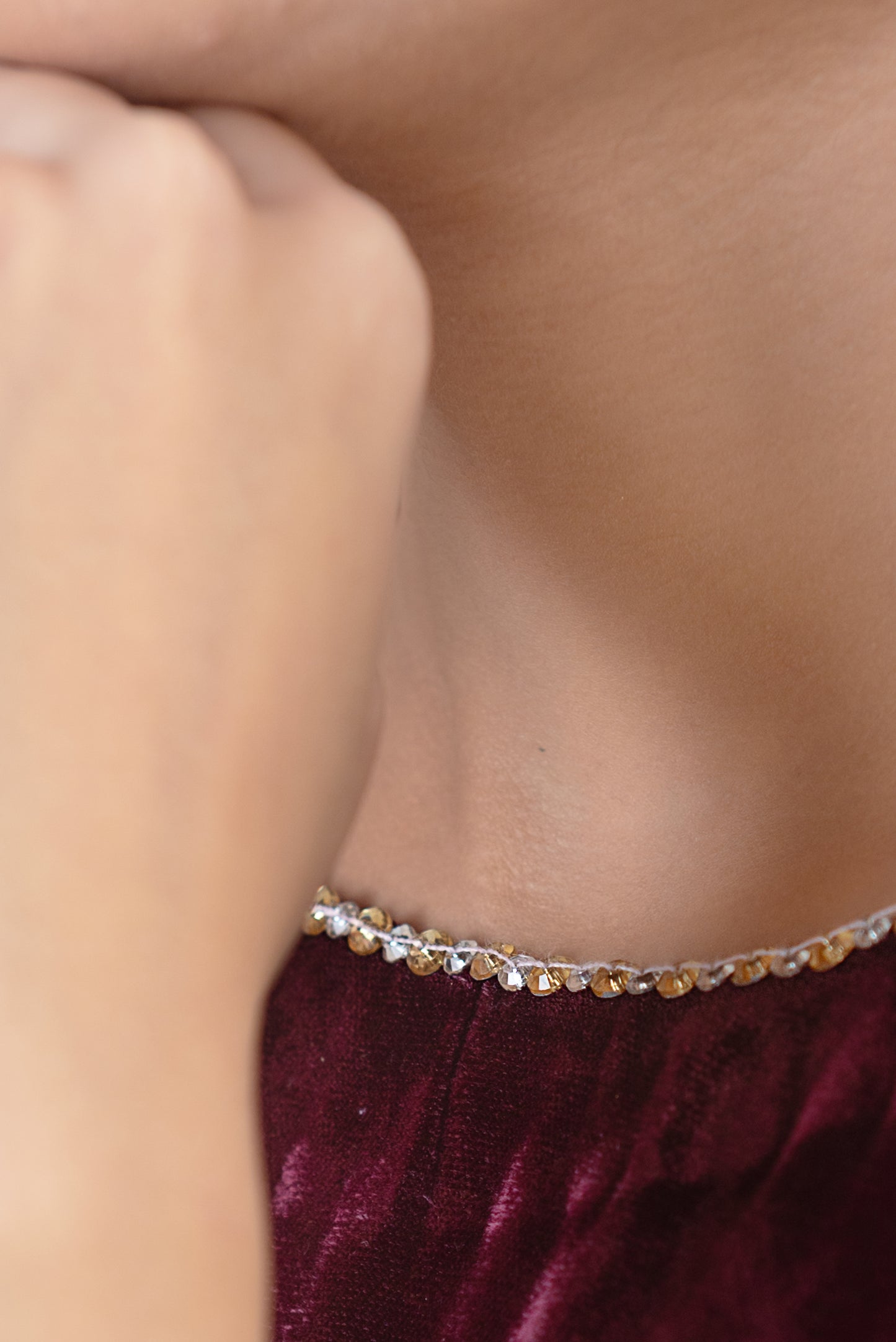 Burgundy velvet two-piece