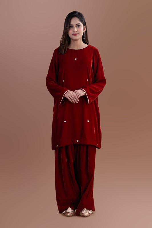 Rust velvet two-piece