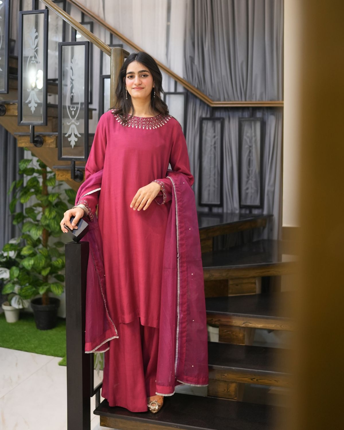 Aya -fuchsia pink - Stitched 2 Pieces- SR1016