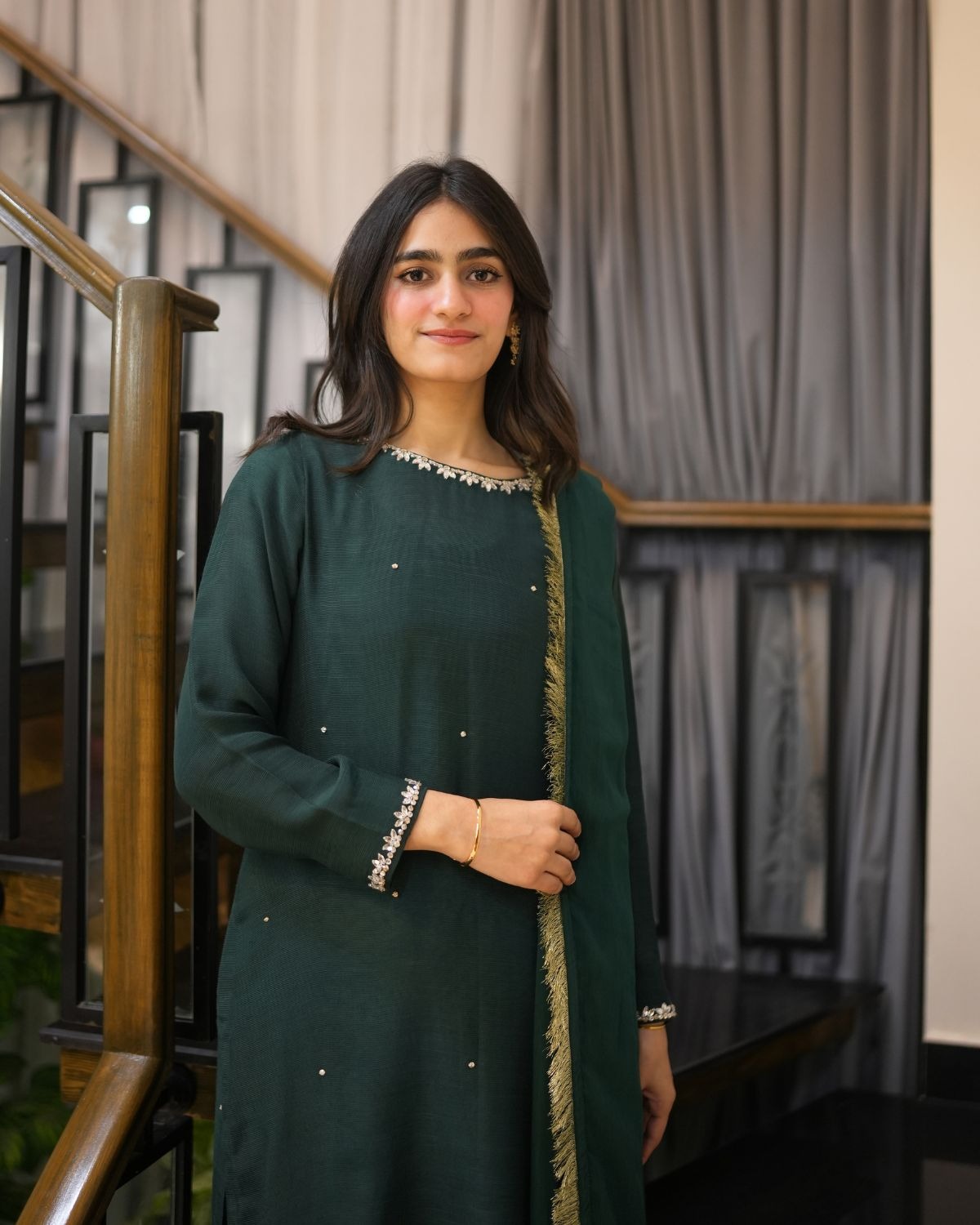 LIORA - Deep green- Stitched 2 Pieces- SR1017